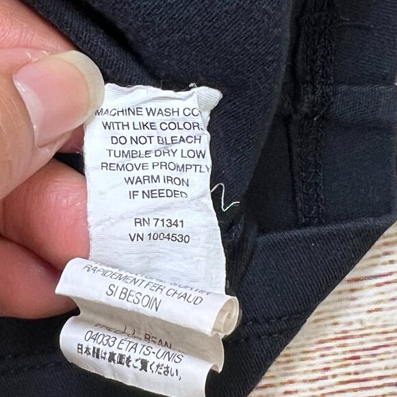 LL Bean Womens XL Henley Shirt 3/4 Sleeve Black 100% Cotton Made in Cambodia - Picture 6 of 8